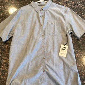Billabong Stretch Woven SS button down shirt - blue. XL Tailored Fit